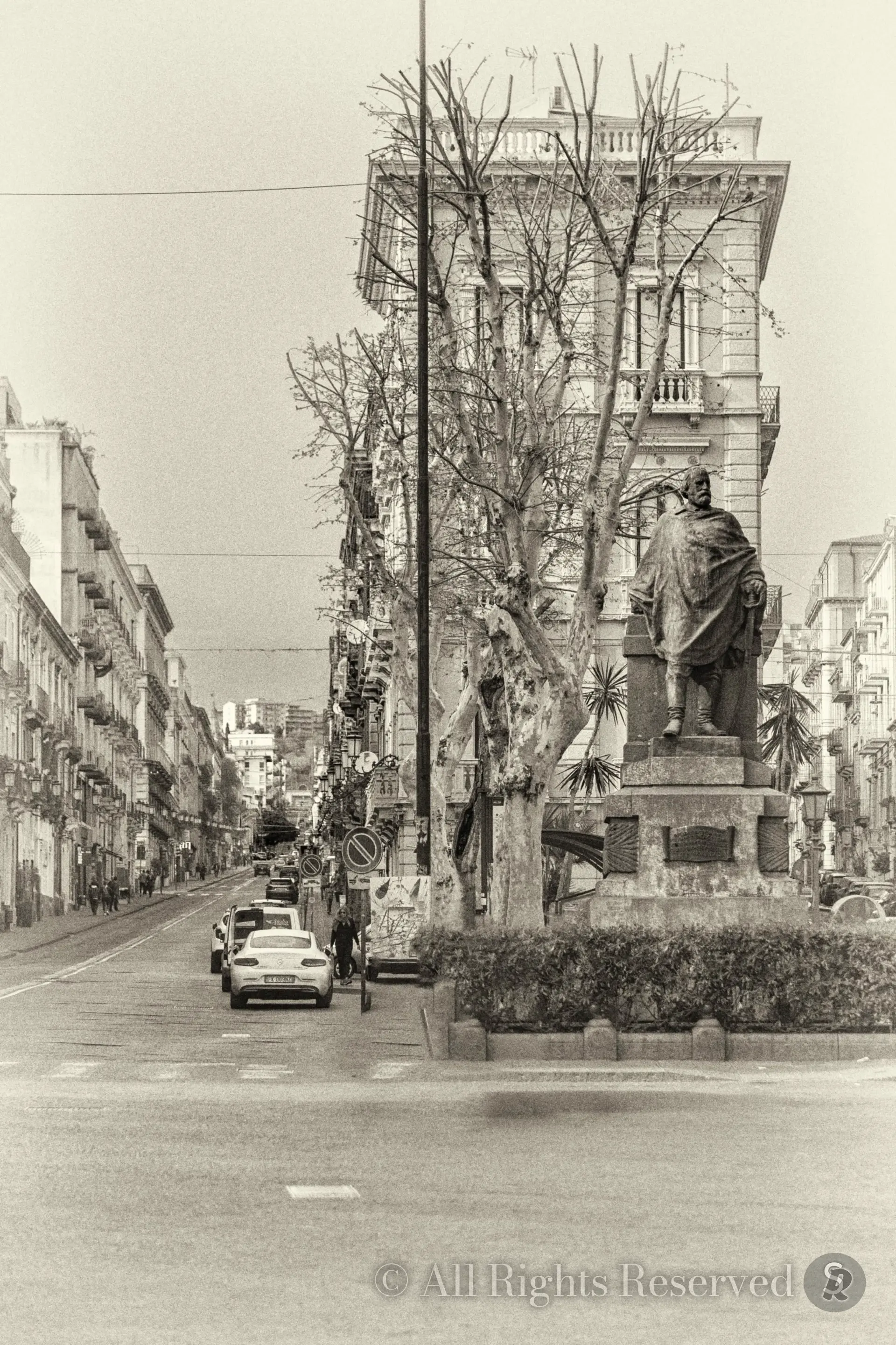 Sicilia, Catania, piccione si rinfresca a una fontana vicino alla pescheria